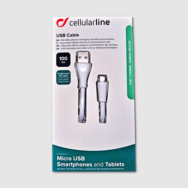 CellularLine Flachband USB 2.0 Micro USB-Anschluss, weiß 1m - mydeel